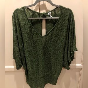 Maurices Gauzey Smocked Bottom Open Back Flutter Sleeve Top